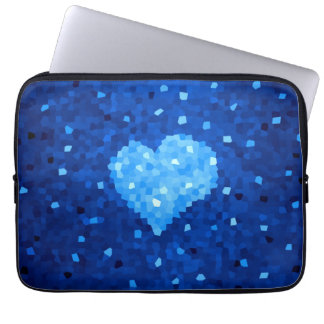 Housse Pour Ordinateur Portable Pixel Art Blue Heart Retro Gamer Love