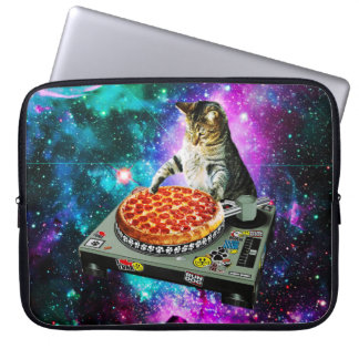 Housse Pour Ordinateur Portable Pizza de chat du DJ de l'espace
