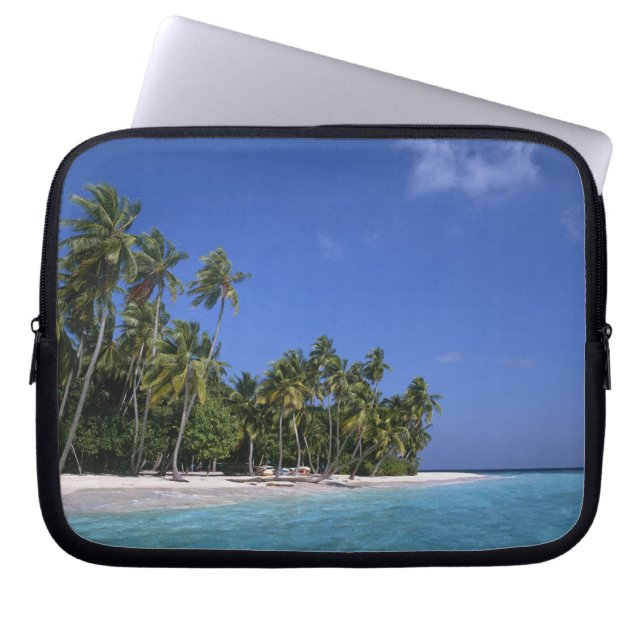 Housse Pour Ordinateur Portable Plage avec palmiers, Maldives (Devant)