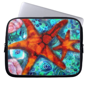 Housse Pour Ordinateur Portable Plage de coquillages d'étoiles de mer de Whimssal 