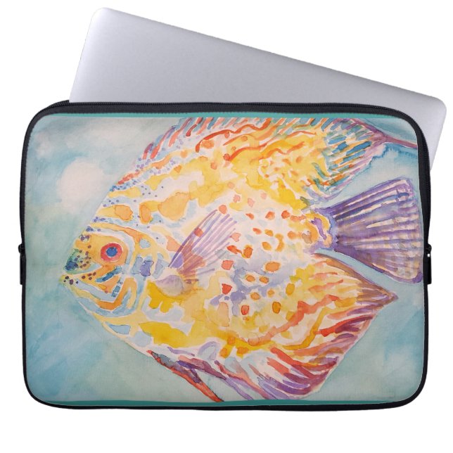 Housse Pour Ordinateur Portable Plage de mer Poisson aquarelle (Devant)