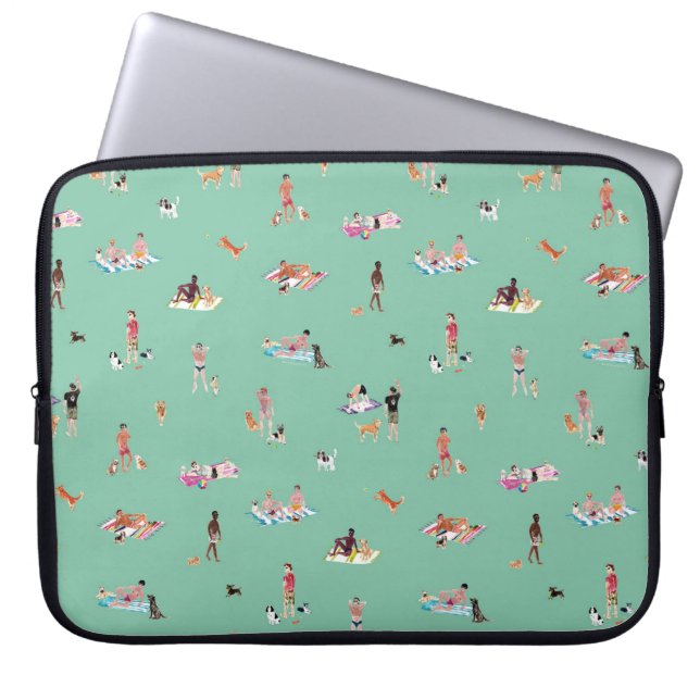 Housse Pour Ordinateur Portable Plage DUDES et CHIENS Menthe (Devant)