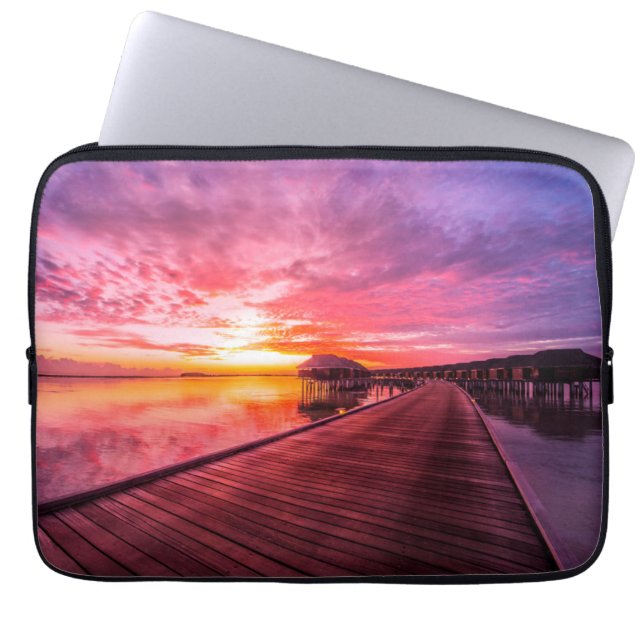 Housse Pour Ordinateur Portable Plages tropicales | Coucher de soleil aux Maldives (Devant)