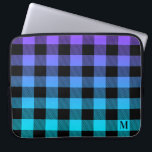 Housse Pour Ordinateur Portable Plaid noir sur violet et ombre turquoise<br><div class="desc">motif géométrique plaqué noir cool et élégant sur violet et ombre turquoise.</div>