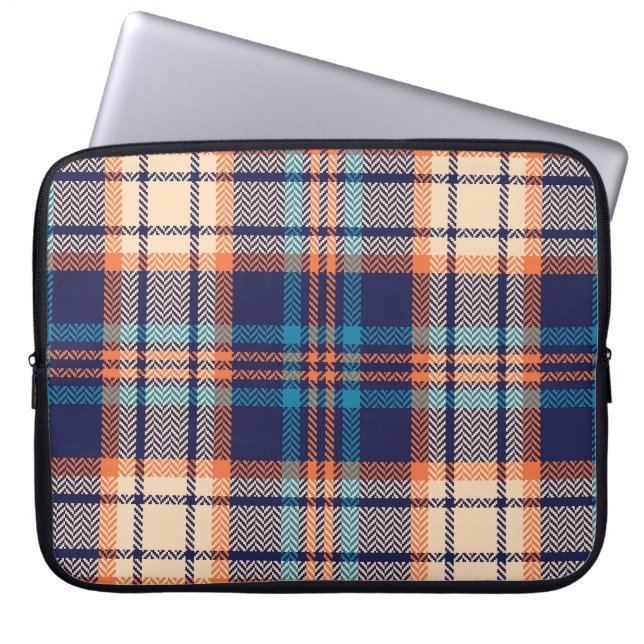 Housse Pour Ordinateur Portable Plaid Vibrant : Conception textile d'automne (Devant)
