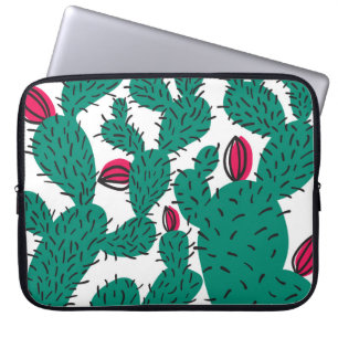 Housse Pour Ordinateur Portable Plante Cactus, motif vintage vert sans couture.