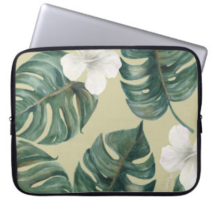 Housse Pour Ordinateur Portable Plantes d'aquarelle tropicale : motif transparent.