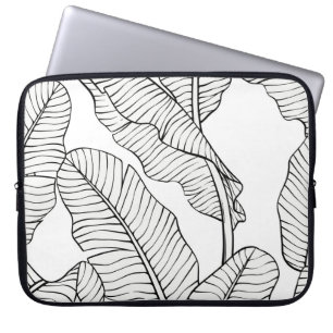 Housse Pour Ordinateur Portable Plantes tropicaux, fleurs, croquis de jungle.
