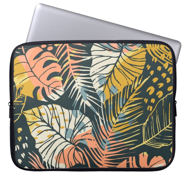 Housse Pour Ordinateur Portable Plantes tropicaux : motif artistique abstrait. (Devant)
