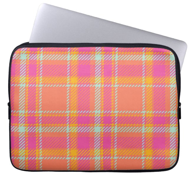 Housse Pour Ordinateur Portable Plaqué chaud rose rétro avec orange et bleu (Devant)