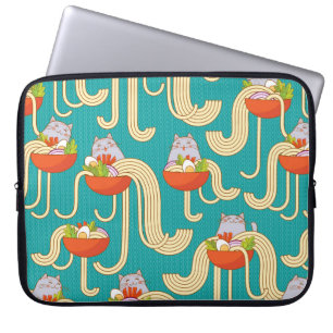 Housse Pour Ordinateur Portable Plaques de nouilles et chats amusants. Nouilles av