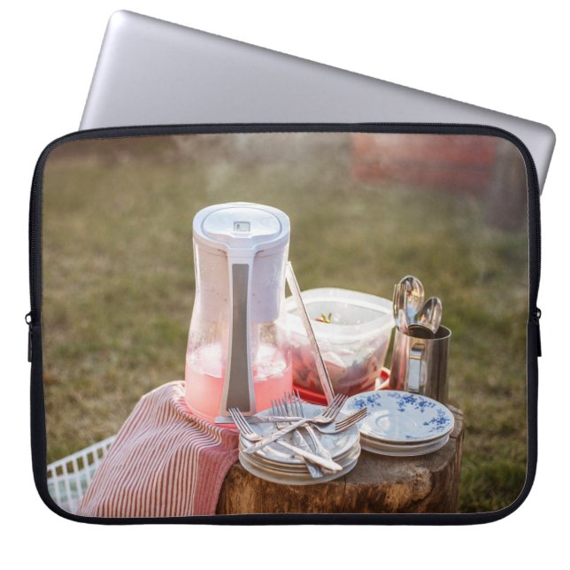 Housse Pour Ordinateur Portable Plaques et lancers en céramique fleurie argentée e (Devant)