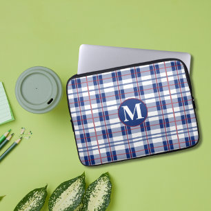 Housse Pour Ordinateur Portable Plat de monogramme rouge, blanc et bleu