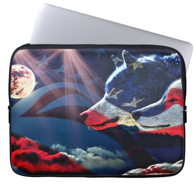 Housse Pour Ordinateur Portable Pleine lune Wolf Wolf (Devant)