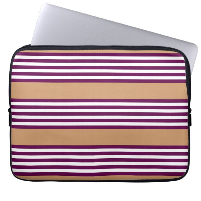 Housse Pour Ordinateur Portable Plum et blanc cinq bandes motif avec bronzage (Devant)