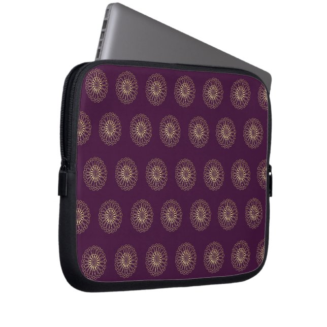 Housse Pour Ordinateur Portable Plum | Golden Zinnia Flower Medallions (Devant droit)