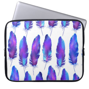 Housse Pour Ordinateur Portable Plumes avec texture spatiale, motif magique.