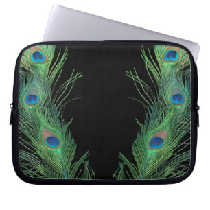 Housse Pour Ordinateur Portable Plumes vertes avec le noir