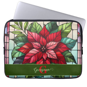 Housse Pour Ordinateur Portable Poinsettia en verre de Fête personnalisée