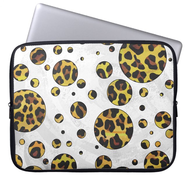 Housse Pour Ordinateur Portable Pointe Leopard Brown et Jaune (Devant)