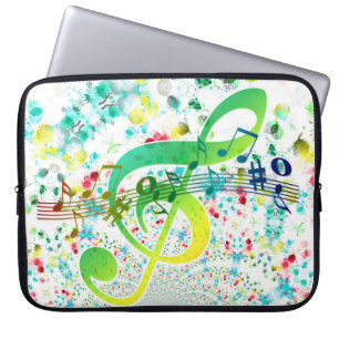 Housse Pour Ordinateur Portable Points Aquarelle Et Clé Verte