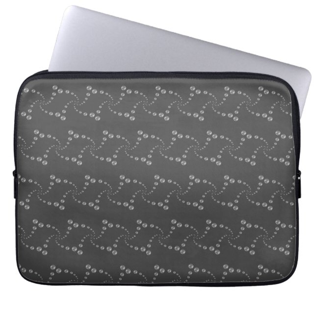 Housse Pour Ordinateur Portable Points argentés tourbillonnants élégants sur gris (Devant)