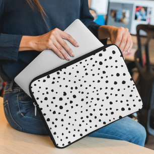Housse Pour Ordinateur Portable Points dalmatiens, Points dalmatiens, Noir et Blan