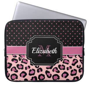 Housse Pour Ordinateur Portable Points et Empreintes de léopard