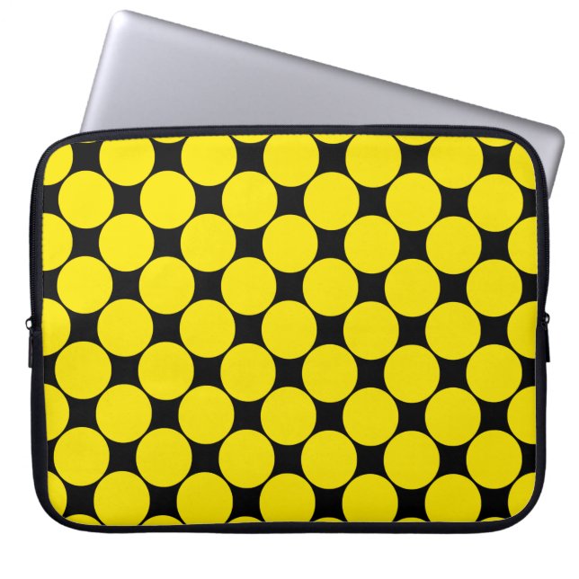 Housse Pour Ordinateur Portable Points polka radioactifs jaunes 4. (Devant)