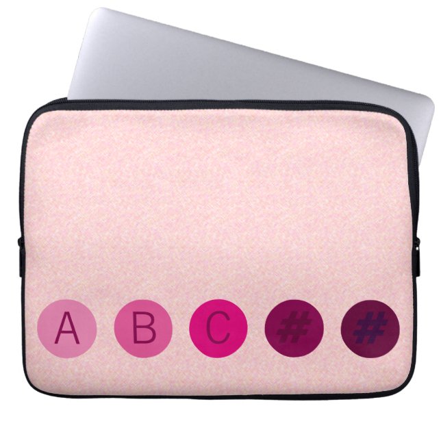 Housse Pour Ordinateur Portable Points roses avec initiales personnalisées (Devant)