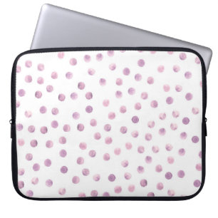 Housse Pour Ordinateur Portable Pois aquarelle, arrière - plan géométrique rose.