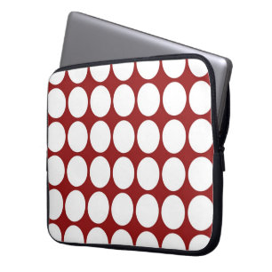 Housse Pour Ordinateur Portable Pois blancs en rouge