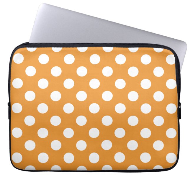 Housse Pour Ordinateur Portable Pois blancs sur ambre (Devant)
