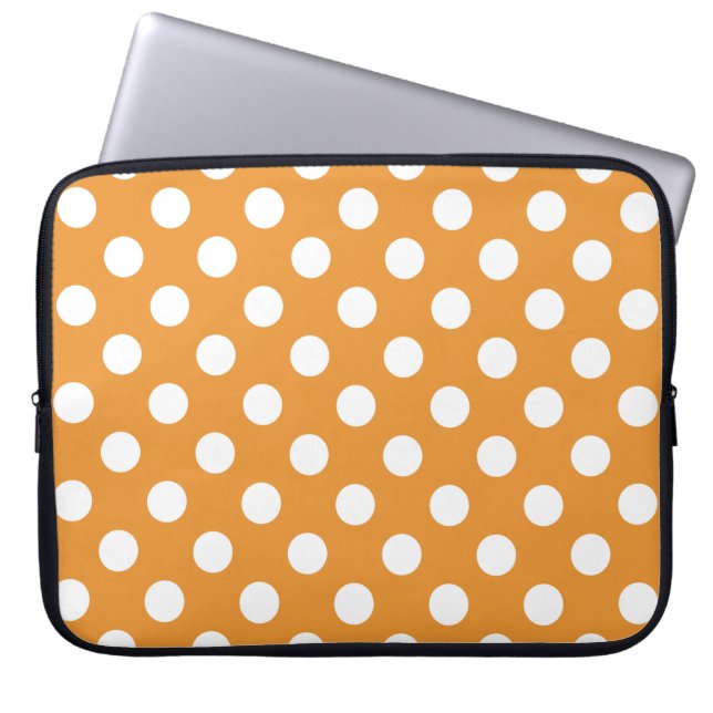 Housse Pour Ordinateur Portable Pois blancs sur ambre (Devant)