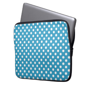 Housse Pour Ordinateur Portable Pois blancs sur Arrière - plan bleu Peacock