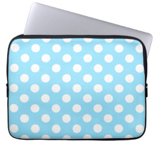 Housse Pour Ordinateur Portable Pois blancs sur bleu pâle