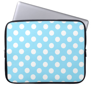 Housse Pour Ordinateur Portable Pois blancs sur bleu pâle