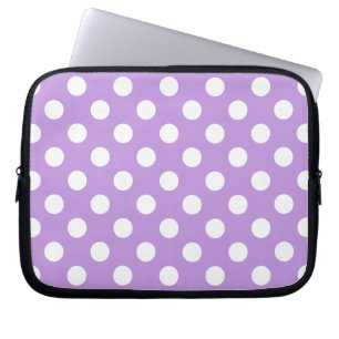 Housse Pour Ordinateur Portable Pois blancs sur lilas