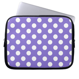 Housse Pour Ordinateur Portable Pois blancs sur perwinkle