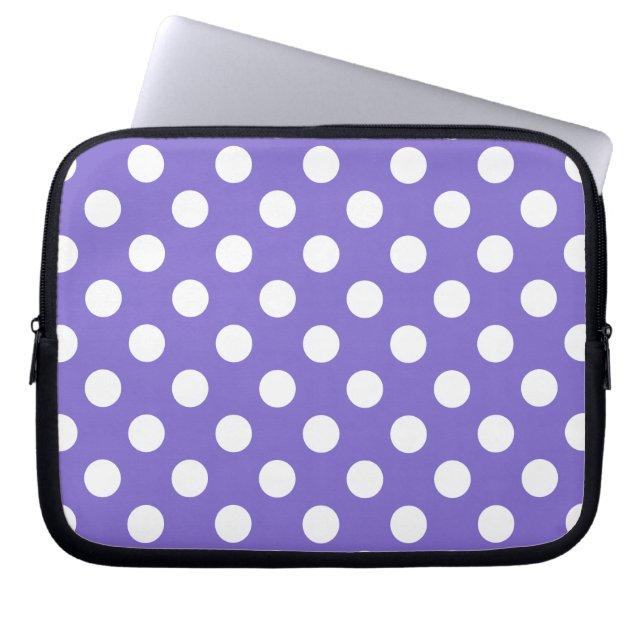 Housse Pour Ordinateur Portable Pois blancs sur perwinkle (Devant)