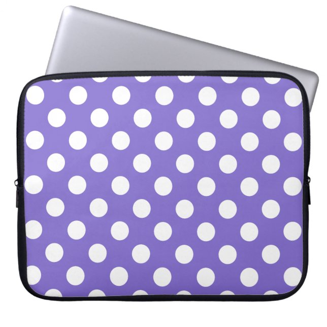 Housse Pour Ordinateur Portable Pois blancs sur perwinkle (Devant)