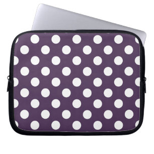 Housse Pour Ordinateur Portable Pois blancs sur prune violette
