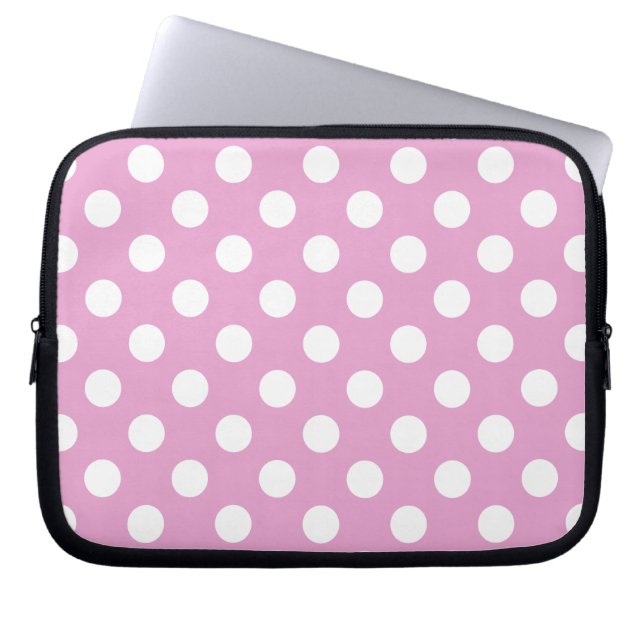 Housse Pour Ordinateur Portable Pois blancs sur rose pâle (Devant)