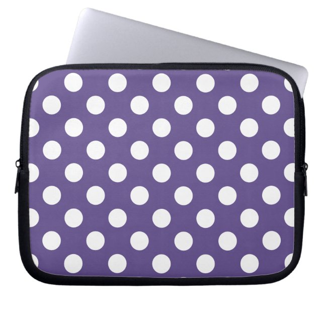 Housse Pour Ordinateur Portable Pois blancs sur ultra violet (Devant)