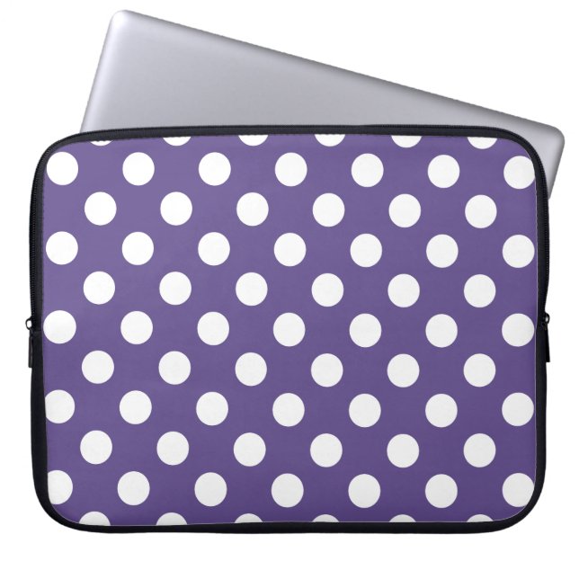 Housse Pour Ordinateur Portable Pois blancs sur ultra violet (Devant)