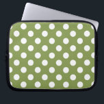 Housse Pour Ordinateur Portable Pois blancs sur vert olive<br><div class="desc">Pois blancs sur vert olive</div>