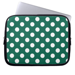 Housse Pour Ordinateur Portable Pois blancs sur vert sauge