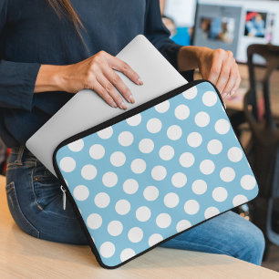 Housse Pour Ordinateur Portable Pois Bleus, Motif Pointe Polka, Points, Pointe
