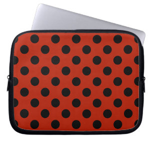 Housse Pour Ordinateur Portable Pois noirs en rouge