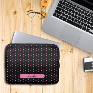Housse Pour Ordinateur Portable Pois noirs et roses